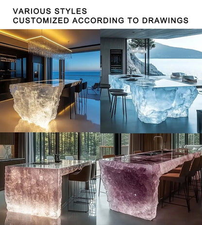 Luxury High-End Luminous Crystal Glacier Island Table
