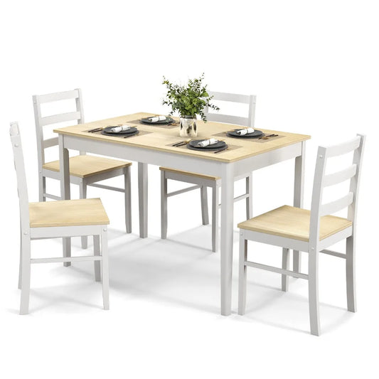 5-Piece Solid Wood Kitchen Table Set for 4