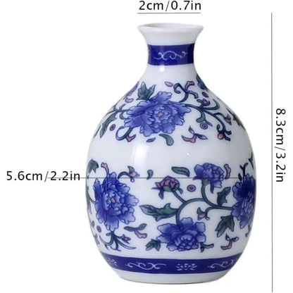 Traditional Asian Blue & White Mini Decorative Porcelain Jar
