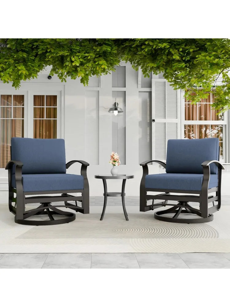 3-Piece Aluminum Outdoor Swivel Rocking Chair Set