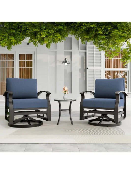3-Piece Aluminum Outdoor Swivel Rocking Chair Set