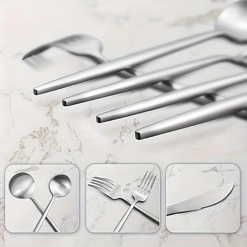 24-Piece Modern Silverware/Flatware Set for 6