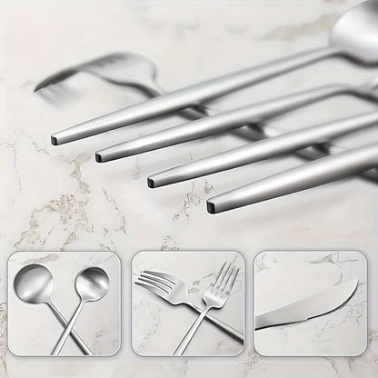 24-Piece Modern Silverware/Flatware Set for 6