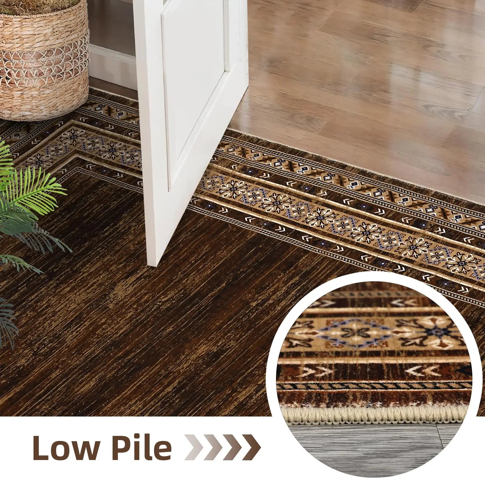 8x10 Red Brown Geometric Area Rug, Washable Non-Slip geometric area rug beneath living room furniture