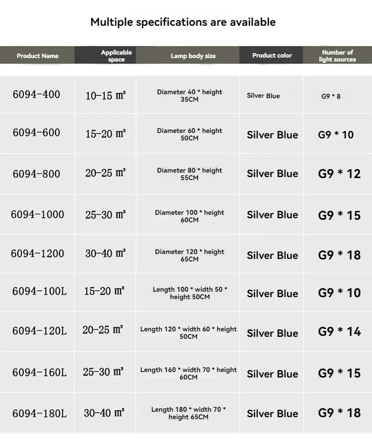 Luxury Chrome Branch  &  Silver Blue Crystal Ceiling Chandelier