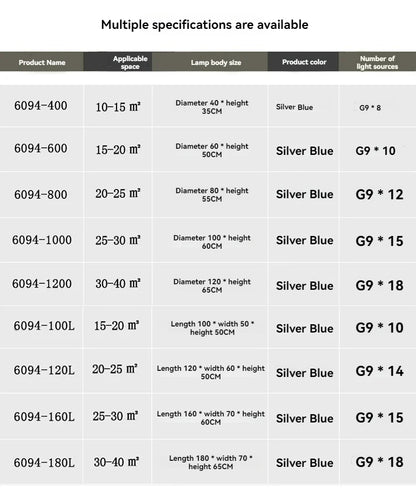 Luxury Chrome Branch  &  Silver Blue Crystal Ceiling Chandelier