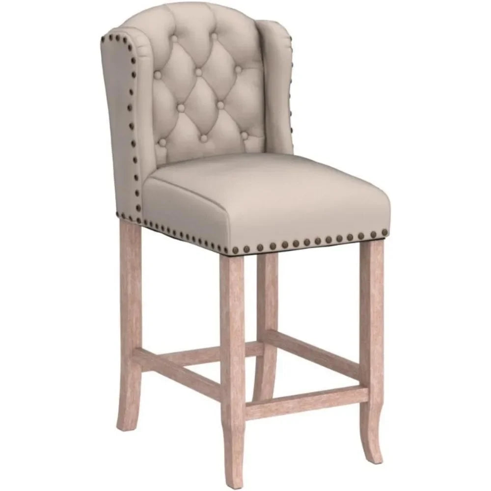 26" Tufted Upholstered Counter Height Bar Stool