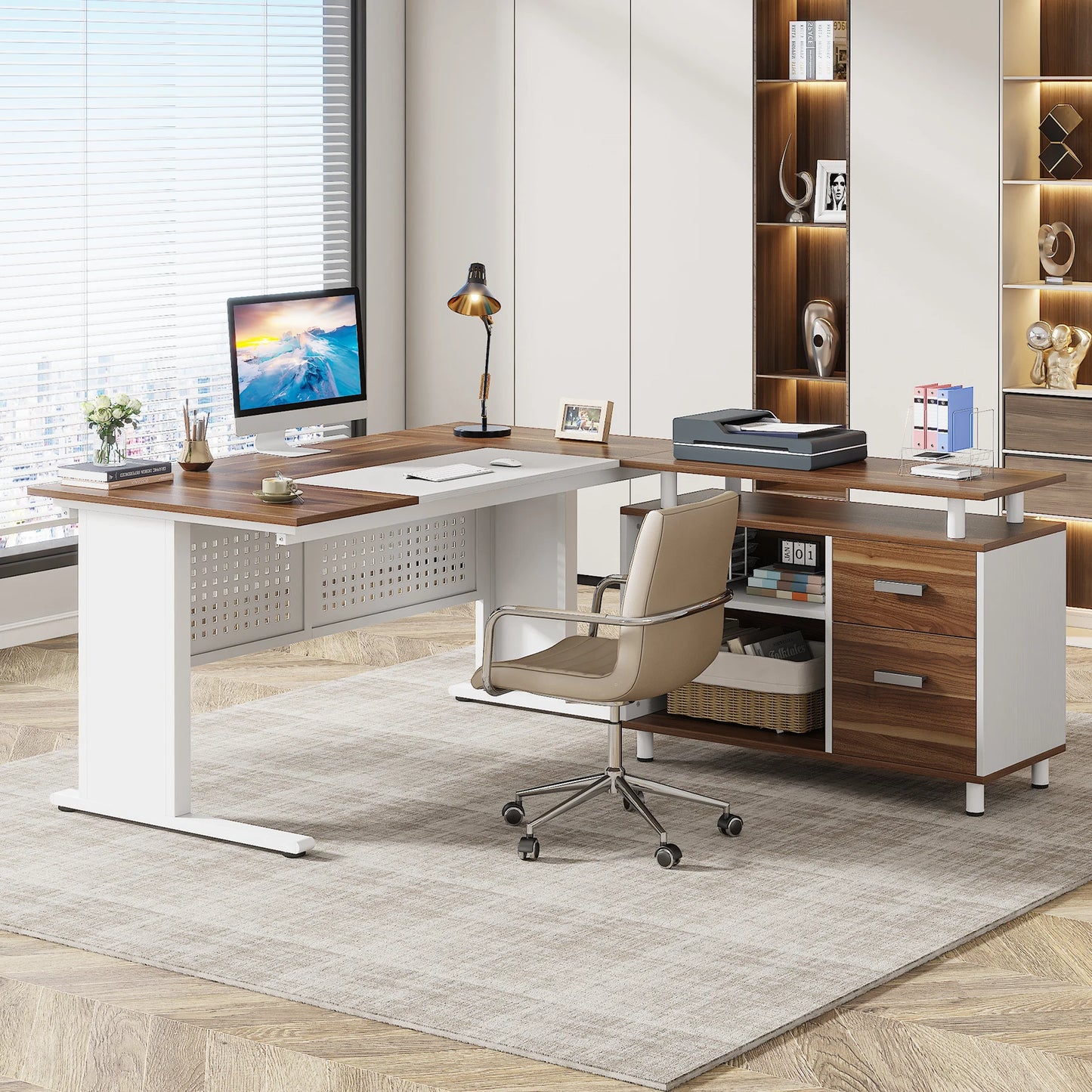 Modern 63" Executive Versatile L-shaped Desk