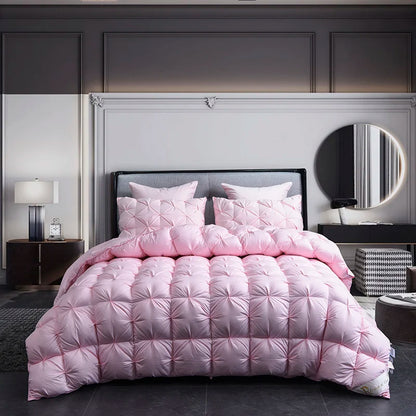 Luxurious White Goose Down Comforter featuring its OEKO-TEX certification, ensuring safe materials for users.