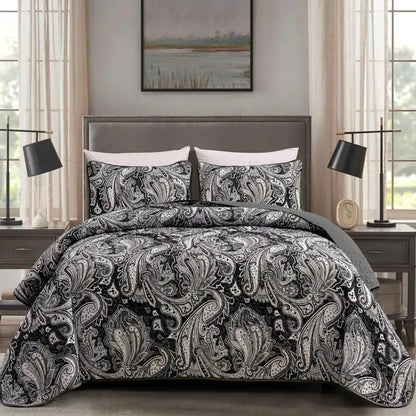 3-Piece Queen Floral Quilt Set, Lightweight Reversible Farmhouse Coverlet with 2 Pillow Shams - breathable lightweight bedding set