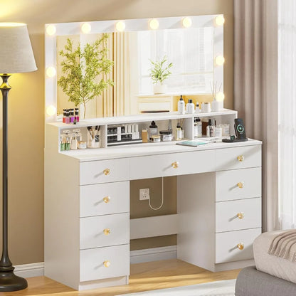 Large Makeup Vanity Desk w/Mirror and Lights