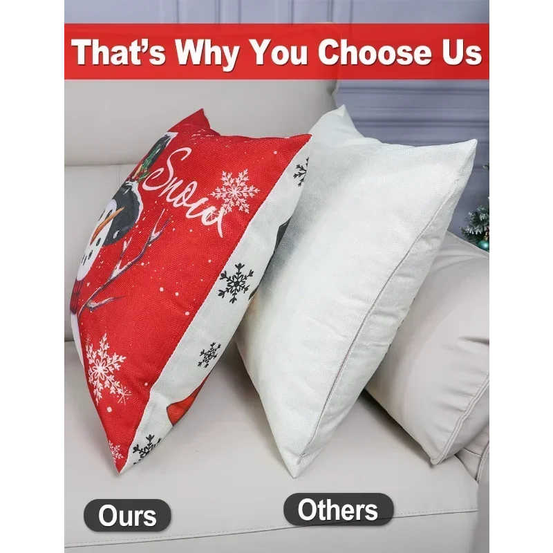 4 Double-Sided Print Christmas Pillow Covers 