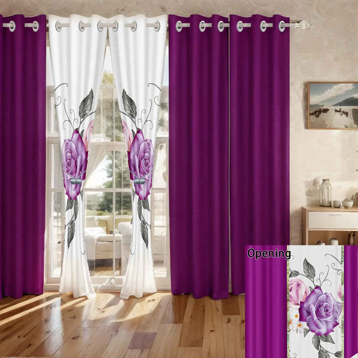 Queen 9-Piece Purple Rose Bedding and Curtain Set with Quilted Bedspread, Shams & Sheer Panels for a Complete Bedroom Refresh, floral pillow shams from the purple rose bedding set