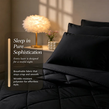 FISHDRU 5pcs/7pcs Diamond Quilted Bedding Comforter Set - Complete Bed in a Bag with Pillowcases and Shams, all-season diamond quilted comforter