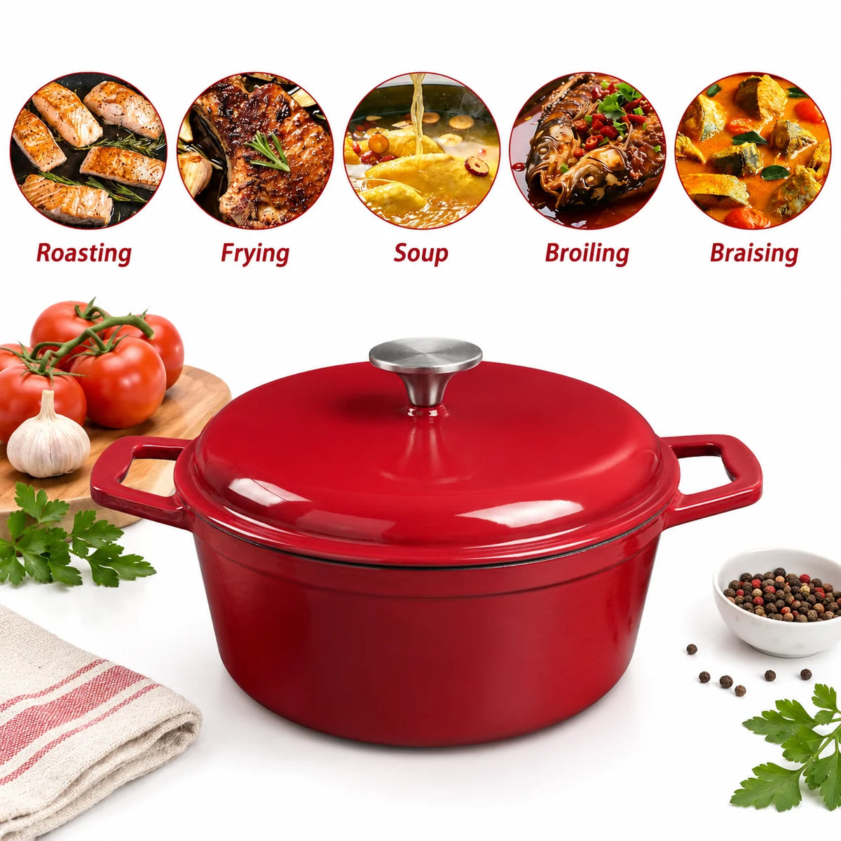 4.75-Quart Enameled Cast Iron Dutch Oven with Lid, Induction & Oven Safe — enameled cast iron dutch oven for soups and stews