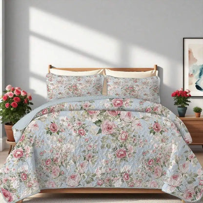 Davulos Plaid Patchwork Quilt Set Queen, 3-Piece Gray Reversible Microfiber Bedspread with Pillow Shams, matching pillow shams and plaid quilt set