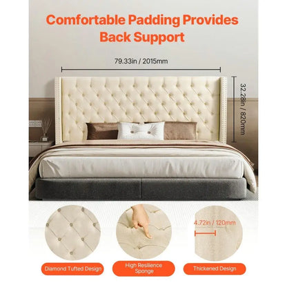 Elegant Diamond Tufted King Size Headboard
