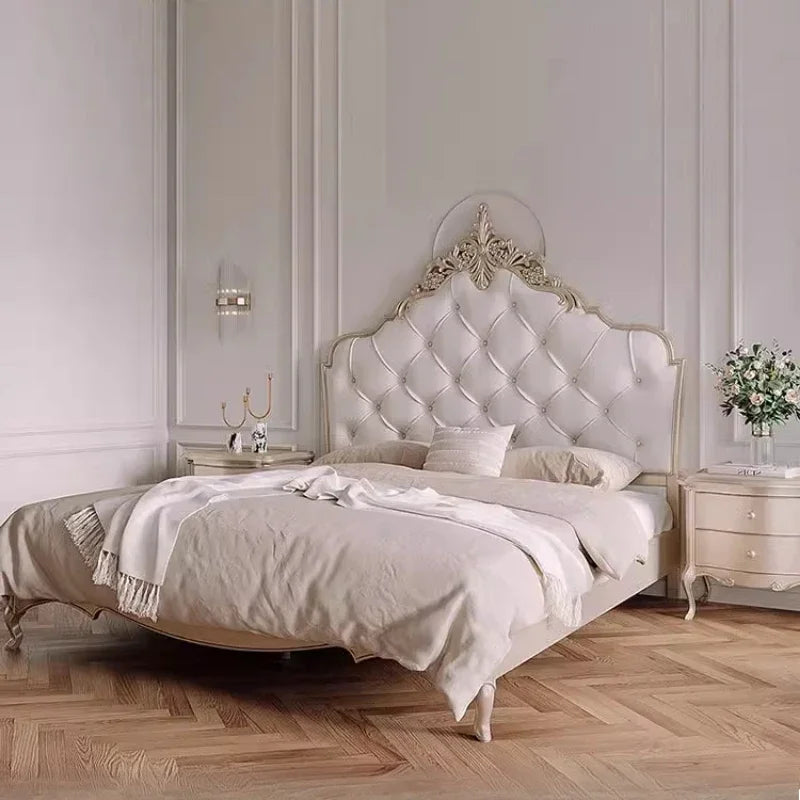 Luxurious Vintage European Wood Bed w/Nightstands