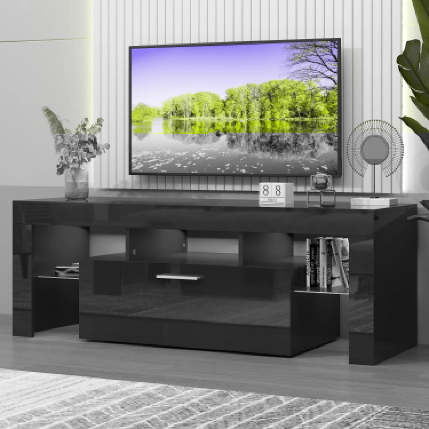 Modern Living Room Entertainment Center w/LED Lights