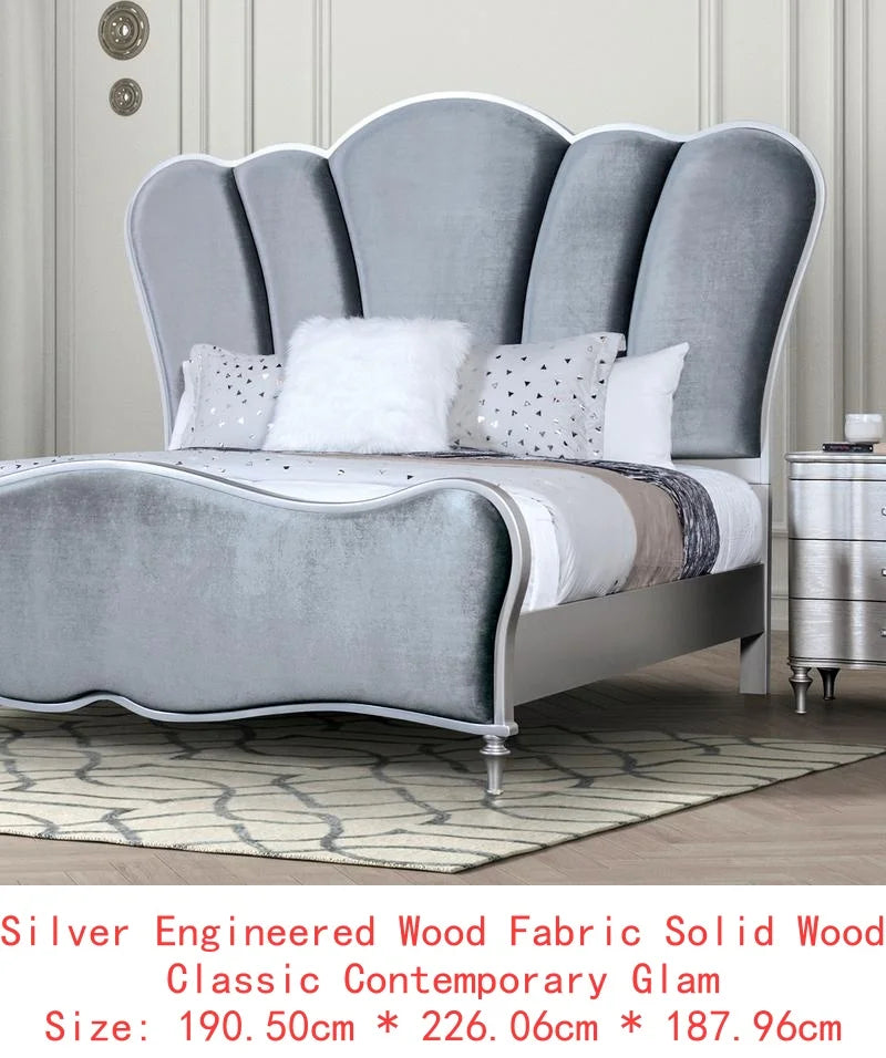 Lovely 3-Piece Queen Size Light Grey Bedroom Set w/2 Nightstands