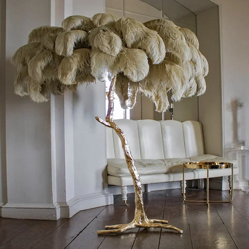 Modern Nordic Ostrich Feather Luxury Floor/Table LED Lamp 