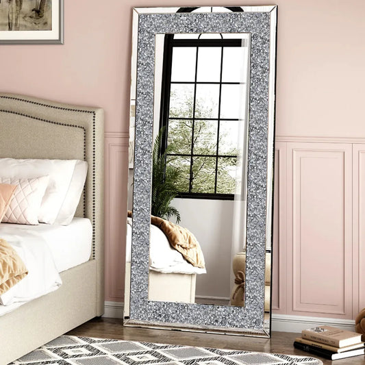 Decorative & Charming 47.2" Tall Full Length Crushed Glass Wall Mirror