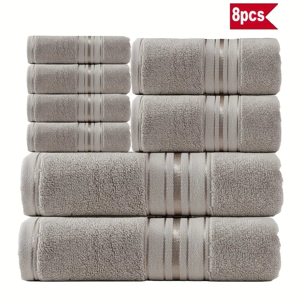 Quick-drying and fade-resistant 8-Piece Cotton Bath Towel Set for a stylish and practical bathroom upgrade.