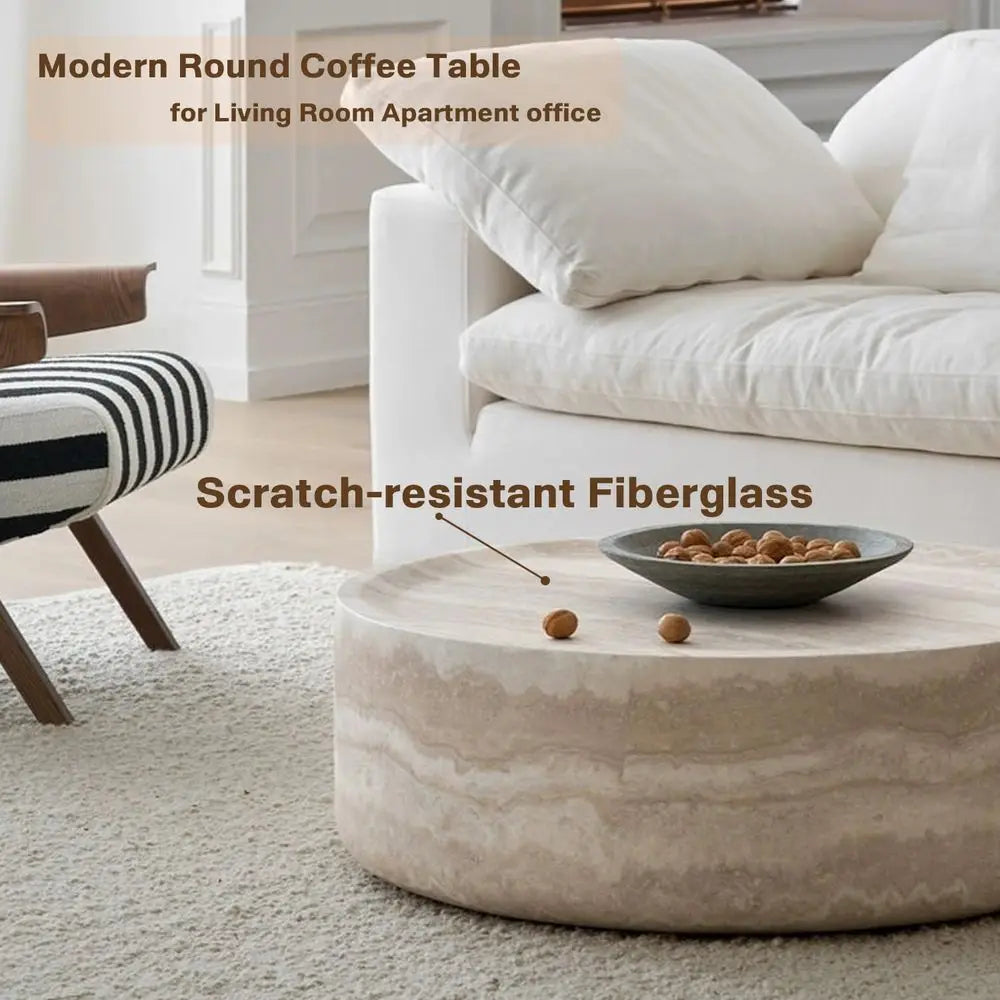 Stylish faux marble coffee table suitable for small spaces, offers a spacious 31.49” surface.