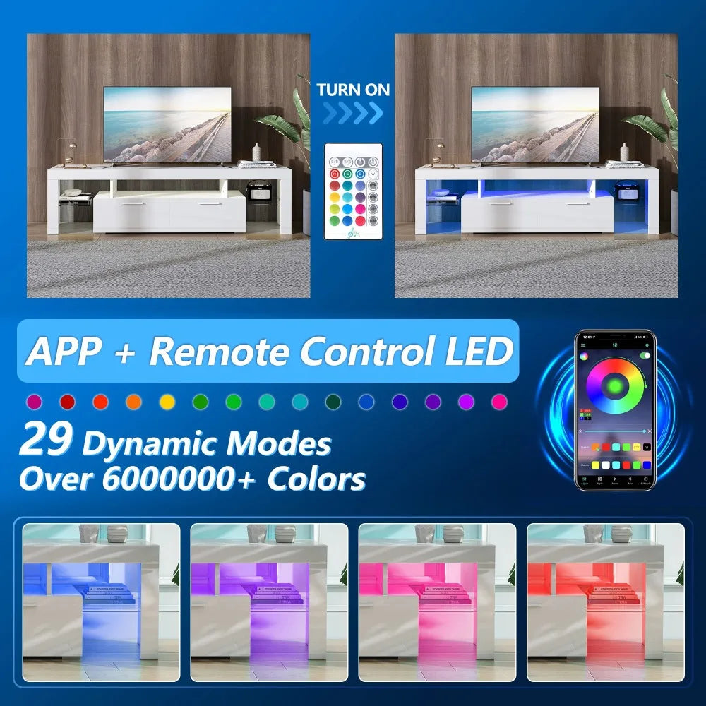 Modern Living Room Entertainment Center w/LED Lights