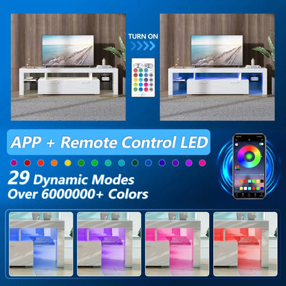 Modern Living Room Entertainment Center w/LED Lights