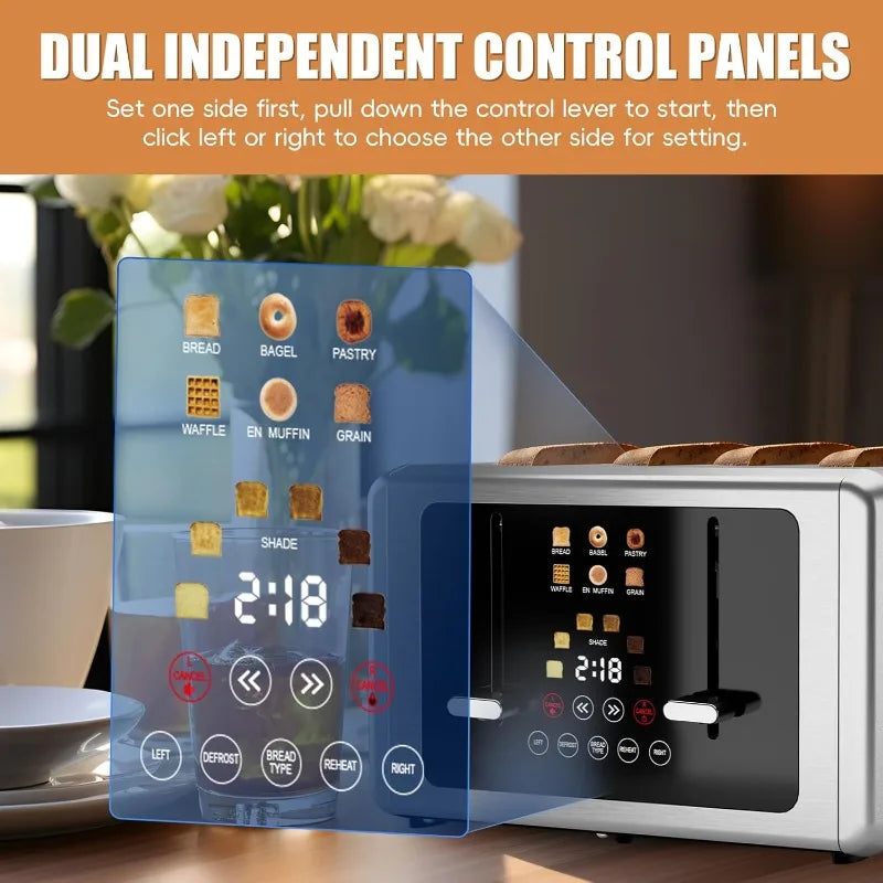 Versatile Stainless Steel 4-Slice Toaster  w/Touchscreen Control Panel