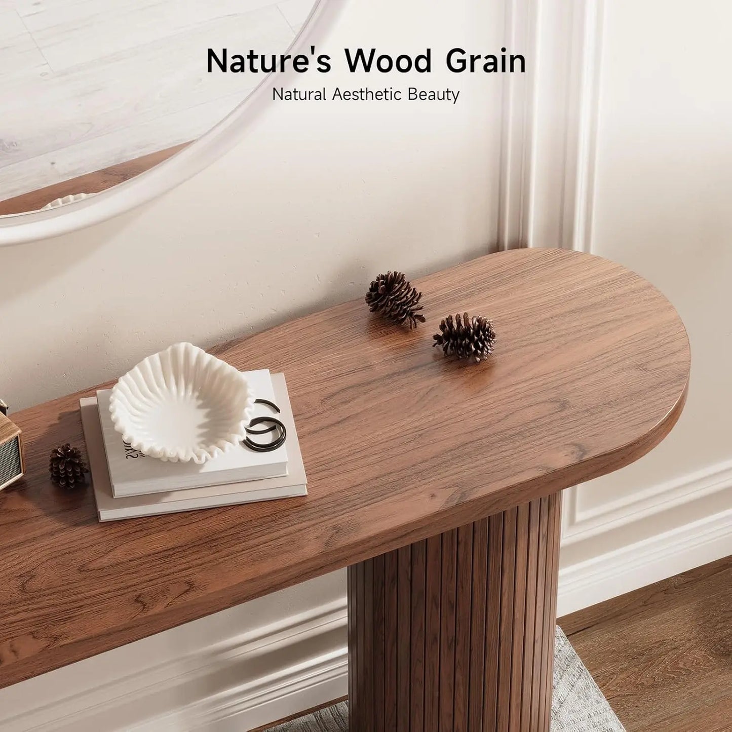 55" Fluted Entryway Table~Wood Console Table