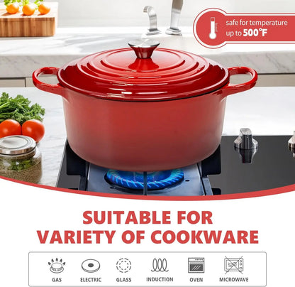 Showcasing the durability of the BK Bourgogne cast iron dutch oven compatible with all hobs including induction.