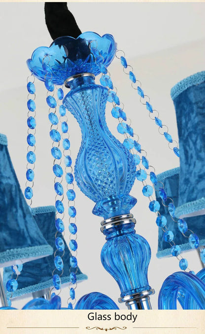 European Mediterranean Blue Crystal Chandelier
