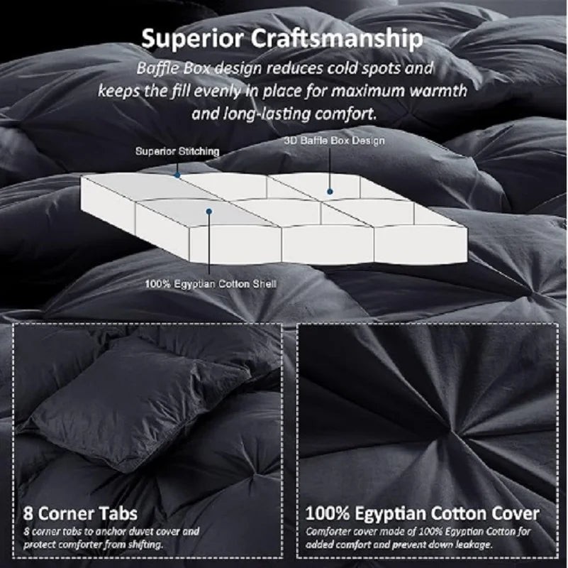 Luxurious All-season Premium Down Feather King  Black Bedding Set