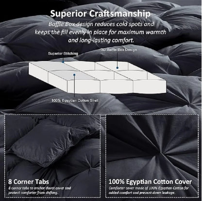 Luxurious All-season Premium Down Feather King  Black Bedding Set