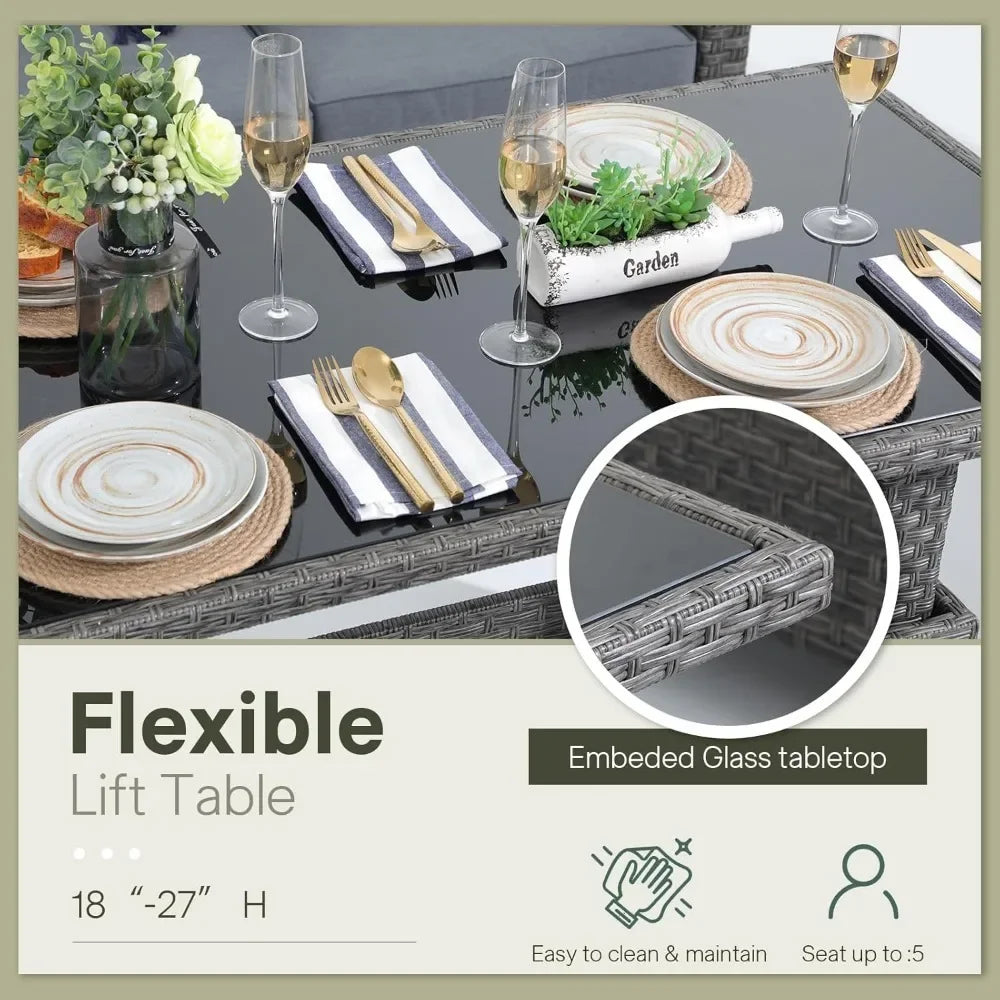 4-piece Outdoor All-weather Wicker Sectional Patio Set