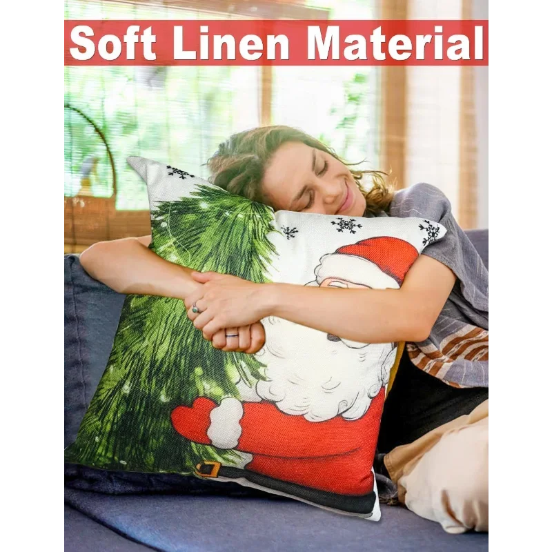 4 Double-Sided Print Christmas Pillow Covers 