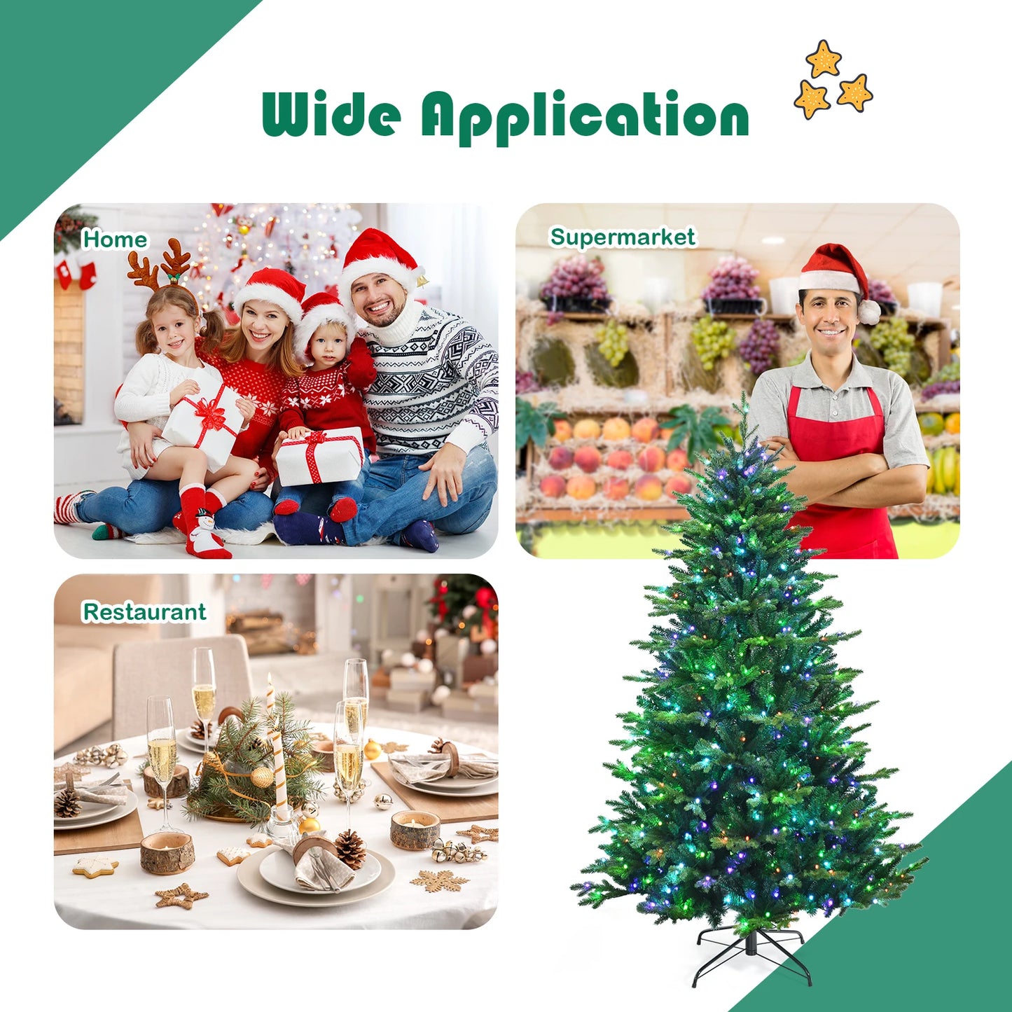 Pre-lit 8' Artificial Christmas Tree w/15 Preset Modes