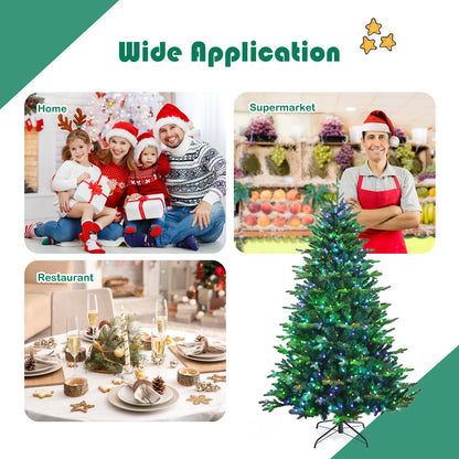 Pre-lit 8' Artificial Christmas Tree w/15 Preset Modes