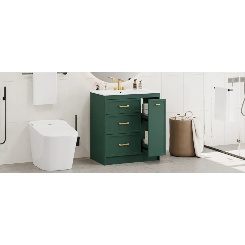 Classic 30" Bathroom Vanity Set w/Premium Ceramic Sink