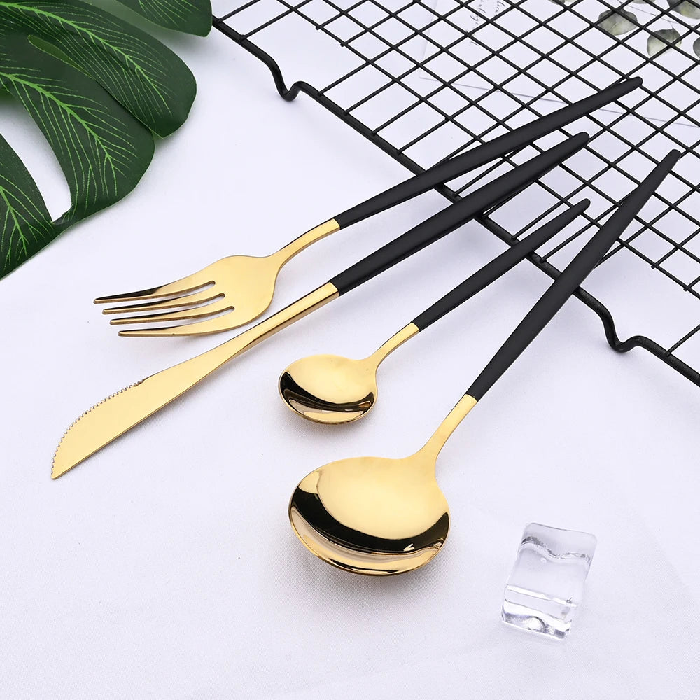 Modern 24-Piece Stainless Steel Tableware for 6