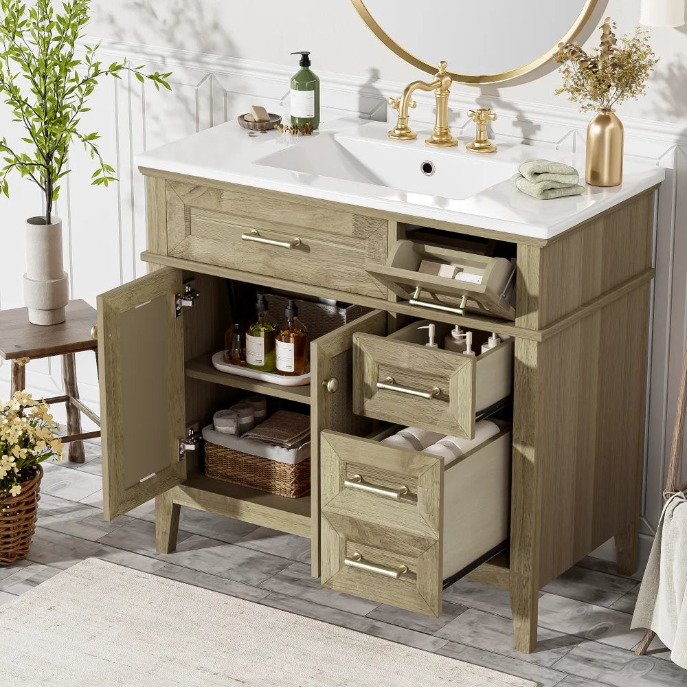 Classic & Elegant 36" Bathroom Vanity with Ceramic Sink