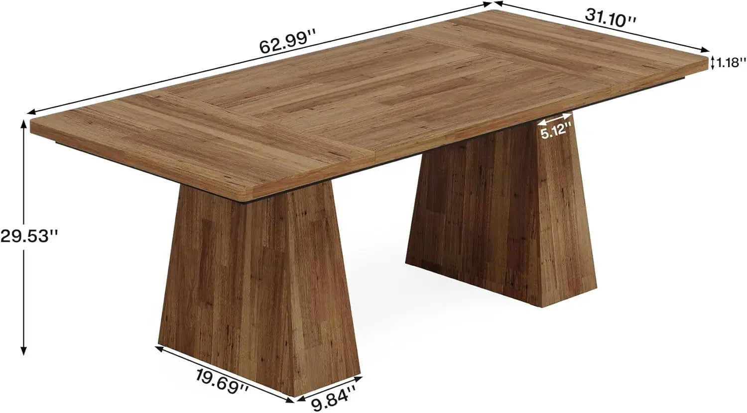 Close-up of the 63" Walnut Brown Desk showcasing its sleek surface and quality engineered wood finish.