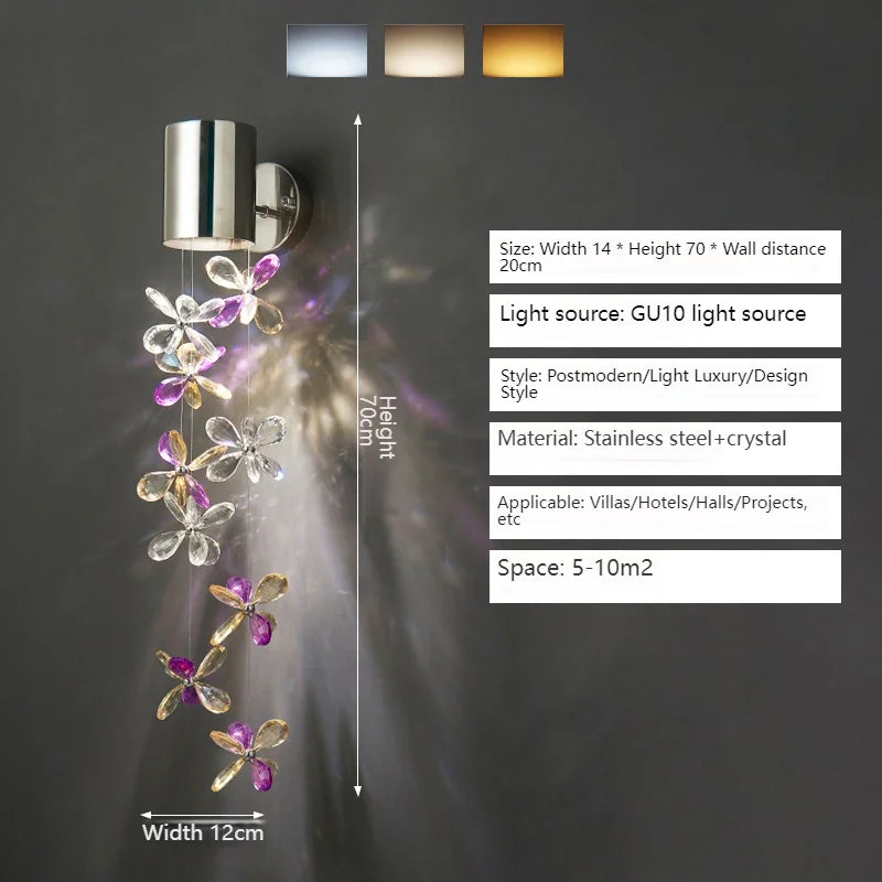 Exquisite Modern Crystal Wall Lamp creating a warm and inviting ambiance in a modern interior.