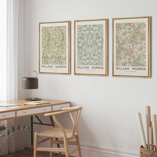 Chic set of 3 canvas prints in a modern living space, adding elegance and personality to any interior design.