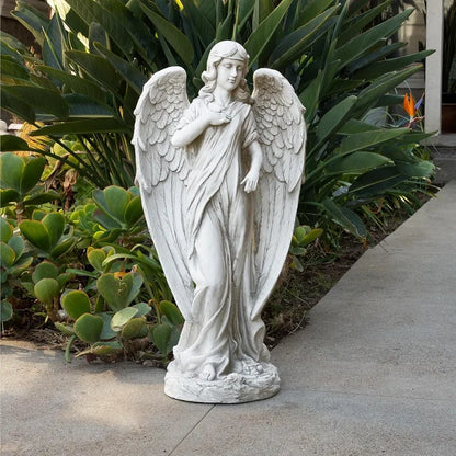 Modern 31" Tall Calming Guardian Angel Garden Statue   