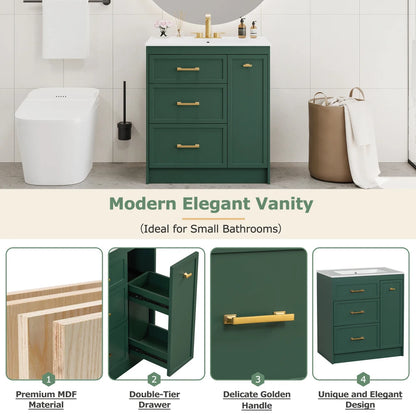 Classic 30" Bathroom Vanity Set w/Premium Ceramic Sink