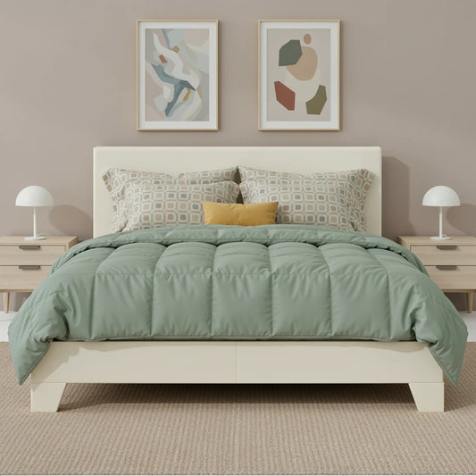 Upholstered Faux Leather Bed Frame with Adjustable Headboard - Modern upholstered platform bed design for elegant bedrooms.