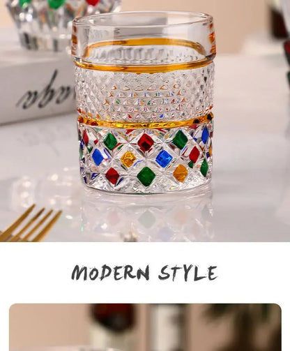 "The Rainbow Glossy" Handmade Lead-free Crystal Glass Whiskey Glass